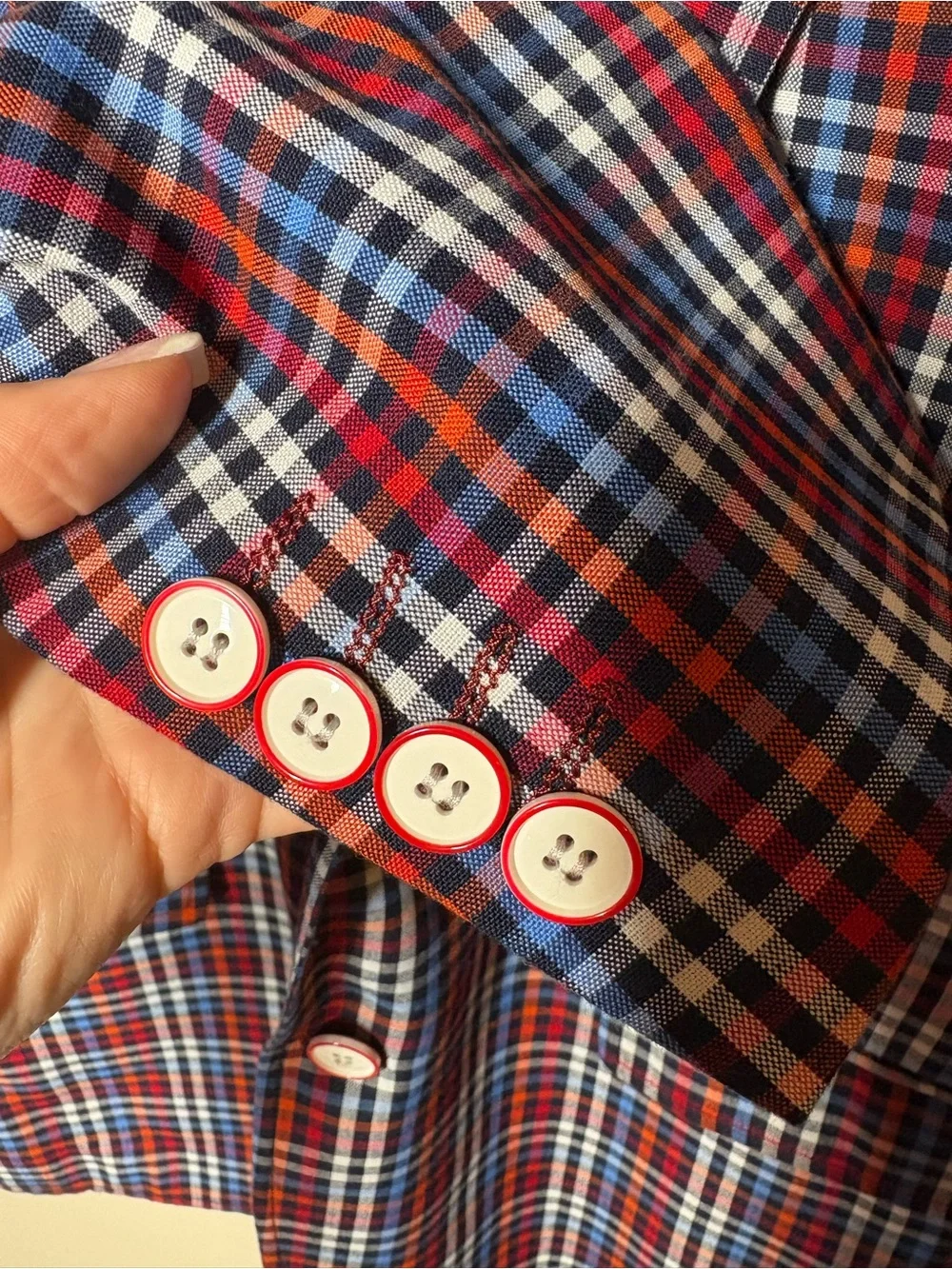 {EUC} INSERCH Men's Multicolor Check Sport Blazer - Red & Blue Plaid M